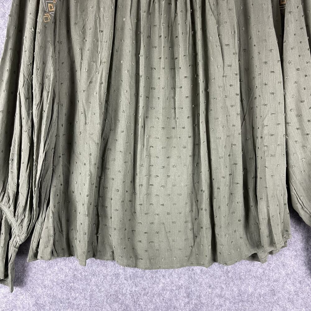 Savanna Jane Top Womens 3X Green Embroidered Peasant Boho Aztec Tribal NEW - Picture 3 of 16